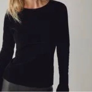 Free People Intimately Countdown Flocked Long Sleeve Black Velvet